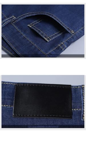 Men's Summer Elastic Jeans Fashion Comfortable Business Straight Stretch Cotton Casual Denim Pants Thin Trousers4