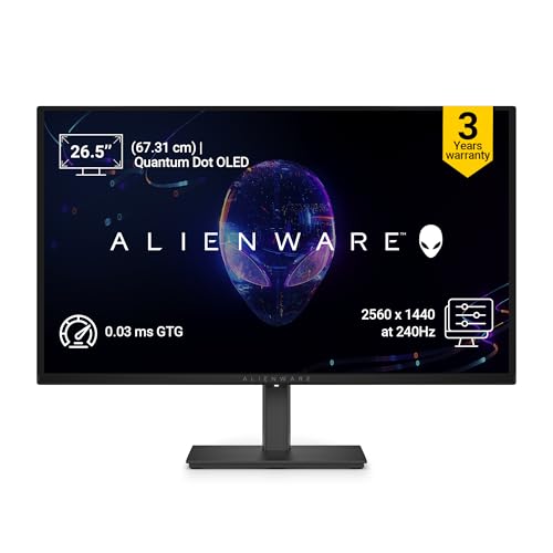 Alienware AW2726DM (Smartchoice) 26.5" QD OLED Monitor|99% DCI-P3, 0.03ms GTG, 240Hz Ref|AMD FreeSync Premium VESA AdaptiveSync|HDMI*2, DP 1.4|1500000