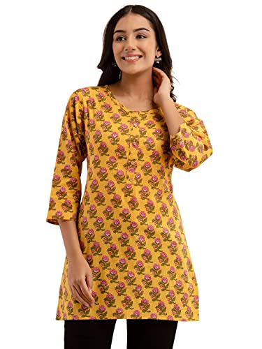 Image of feranoid Women Cotton Printed Straight Short Kurti