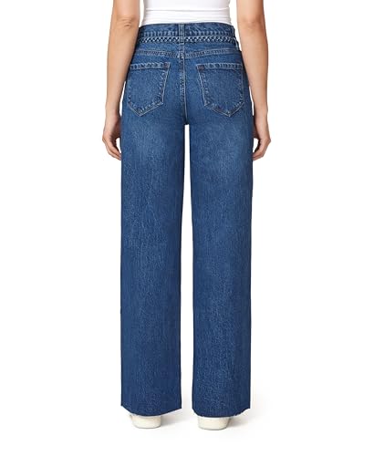 kensie Jeans for Women The Carla High-Rise Wide Leg 32-inch Inseam Denim with Removable Belt, Sizes 0-123