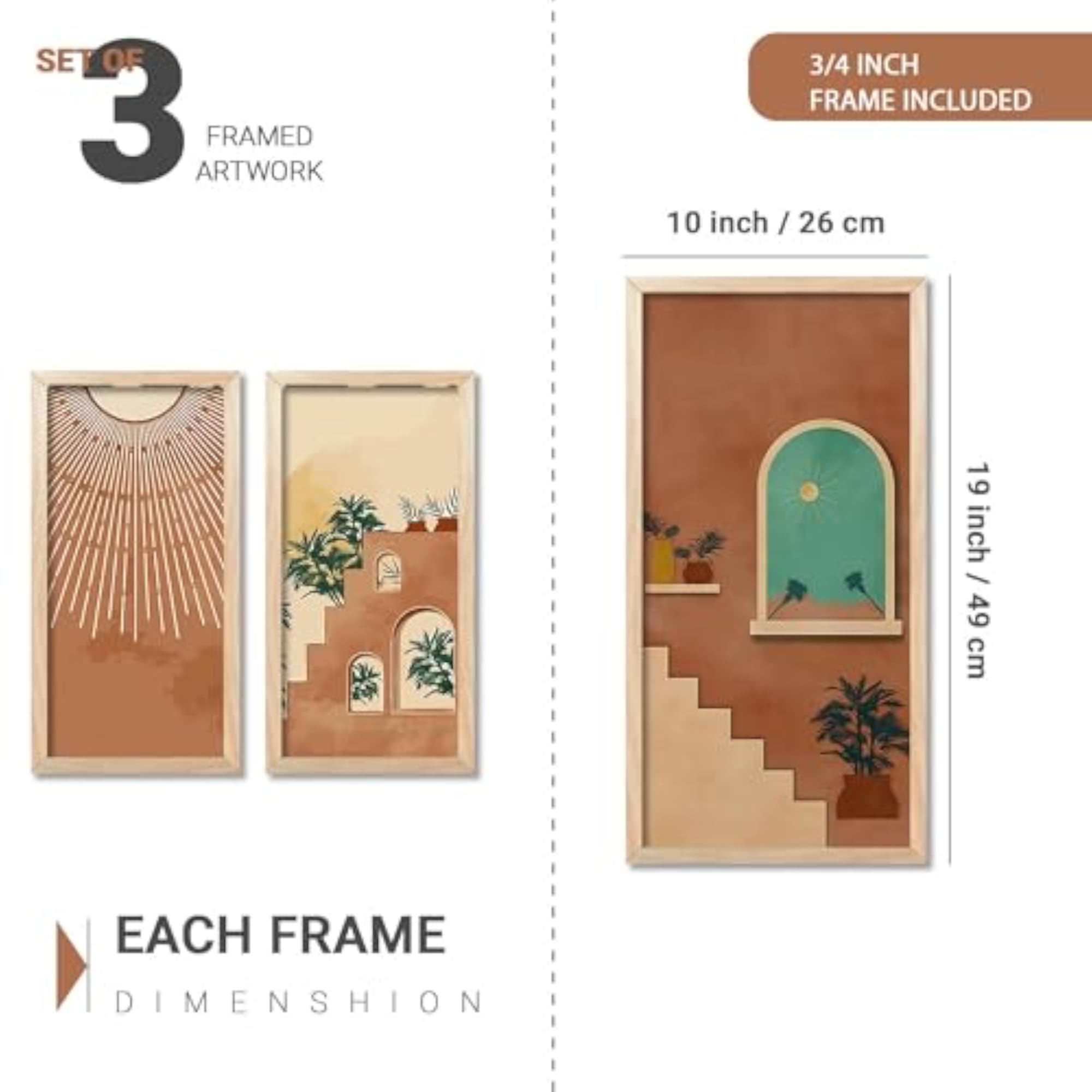 Boho Decorative Modern Wall Art Print With Frame