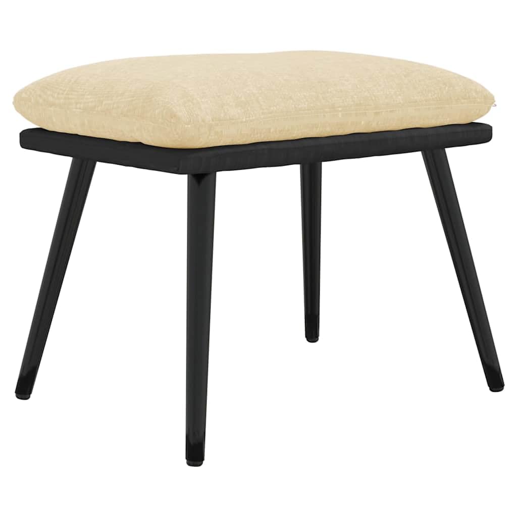 Podnóżek kremowy 45 x 29,5 x 35 cm materiał i sztuczna skóra