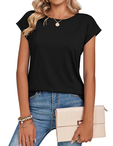 Image of Zeagoo Womens Tops Summer Casual Cap Sleeve Tshirts Shirts Business Dressy Spring Fashion Outfits Trendy Clothes
