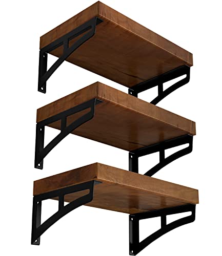 LEOPO 11 inch Industrial Farmhouse Shelf Brackets Concrete Wall Heavy Duty Hot Rolled Steel 6 Pack