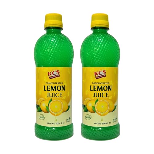 KCS Lemon Juice 500ml x 2 (Total 1L) | Premium Food Grade Lemon Juice for Cooking Beverages Salads Marinades Baking & Culinary Use