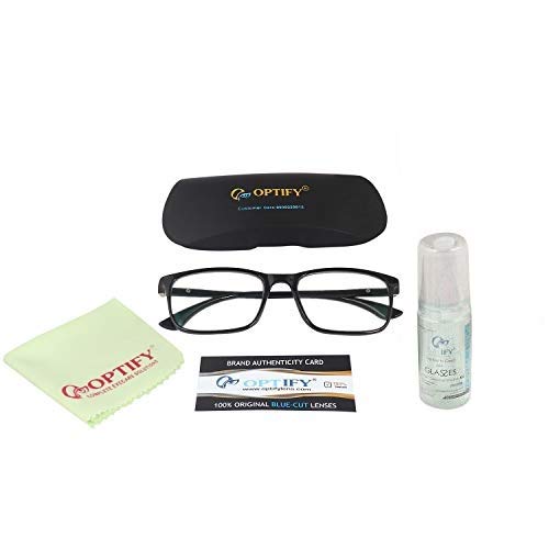 Optify® Premium Blue Cut Zero Power Anti-glare for Eye Protection from UV by Computer Tablet Laptop Mobile With Cleaning Spray And Blue Cut Light (Unisex) (0.00)