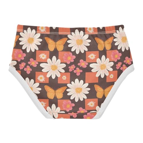 Wusikd Checkered Butterfly Girls' Underwear Cotton Daisies Girls Briefs Soft Toddler Underwear 2T2