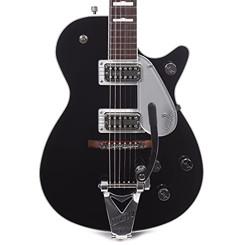 Gretsch G6128T-89 Vintage Select ’89 Duo Jet Bigsby Black – Guitare Électrique Personnalisée - Les Beatles, Paul McCartney, John Lennon, RIngo Starr, George Harrison Gretsch G6128T-89 Vintage Select '89 Duo Jet Bigsby Black - Guitare Électrique Personnalisée