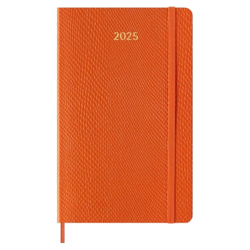 Moleskine Weekly Planner Precious and Ethical, Agenda Settimanale con Spazio per Note 12 Mesi 2025, Copertina Morbida Vegana Pitonata, con Confezione Regalo, Colore Arancione, Formato Large 13 x 21 cm