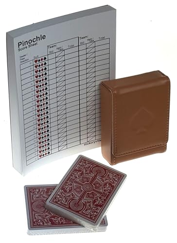 Hickoryville Pinochle Card Game Set with Score Pad, Playing Cards