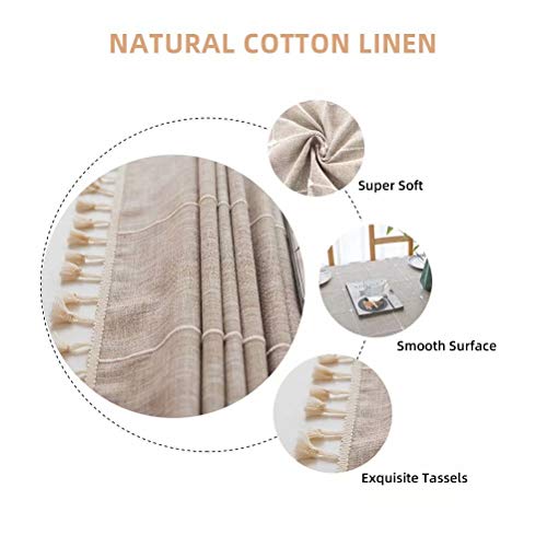 Deep Dream Tablecloths, Embroidered Checkered Table Cloth Cotton Linen Wrinkle Free Anti-Fading Table Cover Decoration For Kitchen Dinning Party Christmas, 55 X 120 Inch - Light Brown #TOP2