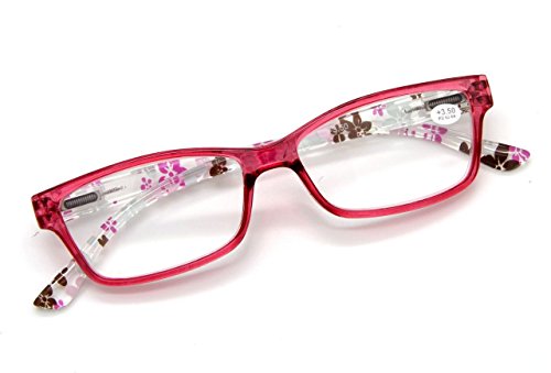 Women's Specs Rectangular Small Flowers Prints Spring Hinges Reading Glasses Reader