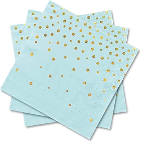 MIXIDON Gold Napkins Party Birthday Serviettes Pink Disposable Paper Wedding Anniversary Luncheon 3-Ply Napkins, 50 Pack, 6.5 x 6.5 Inch(Gold and Pink)