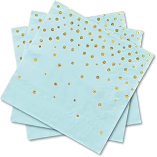 MIXIDON Gold Napkins Party Birthday Serviettes Pink Disposable Paper Wedding Anniversary Luncheon 3-Ply Napkins, 50 Pack, 6.5 x 6.5 Inch(Gold and Pink)