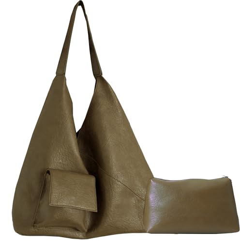 Image of SIBY Soft PU Leather Top Handle Hobo Bag for Women | Snap Lock Tote Bag with Small Zipper Purse and Patch Pocket | Large Capacity Daily Travel Shoulder Bag Purse for Girls