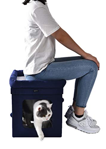 Amazon Basics Niche pliable pour chat, Bleu Amazon Basics Niche pliable pour chat, Bleu