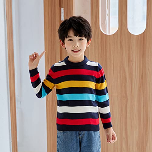 Toddler Kids Girls Boys Stripe Sweater Casual Knitted Long Sleeve Top Fall Winter Warm Pullover Blouses for 2~10T2