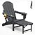 Mdeam Folding Adirondack Chair with Retractable Ottoman, HDPE All-Weather Fire Pit Chair with 2 Cup Holders, Outdoor Chair for Deck Patio Garden Backyard Lawn (Grey)