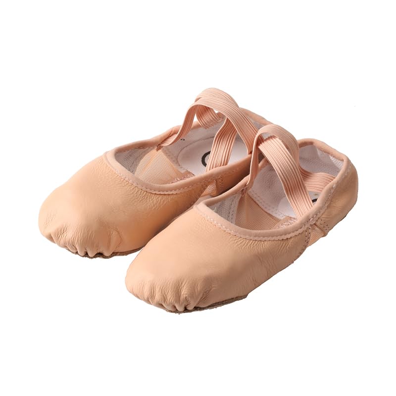 TMA EYES Girl's Ballet Leather Shoes with Cross Strap Design3
