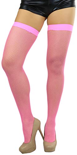 Image of ToBeInStyle Women's Fine Classic Fishnet Thigh High Stretch Nylon Novelty Stockings