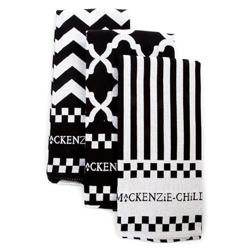 MACKENZIE-CHILDS Set of 3 Cotton Dish Towels Decorative Kitchen Towels Black-and-White Zig Zag product thumbnail 2
