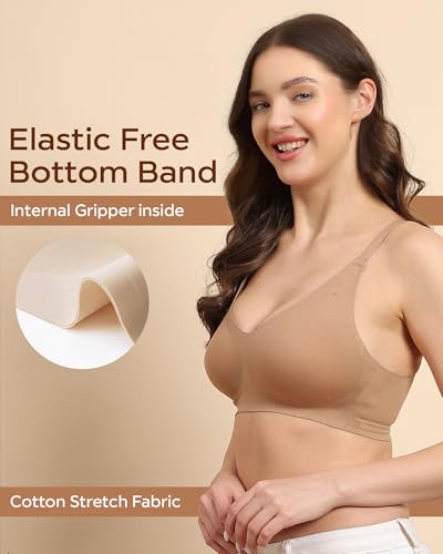 Image of Tweens Cotton Padded Bonded Bra for Women | Full Coverage Wire-Free Bra | Seamless No-Dig Comfort | Breathable Cotton | Elastic-Free Bottom Band & Side Wings | Pack of 1