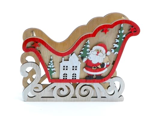 BETTER WITH FRIENDS mk4 Trenó de pai Natal carrinho de renas suporte feliz doces pequenos presentes decoração da natividade 17 cm 13 cm 6 cm. Madeira feita à mão