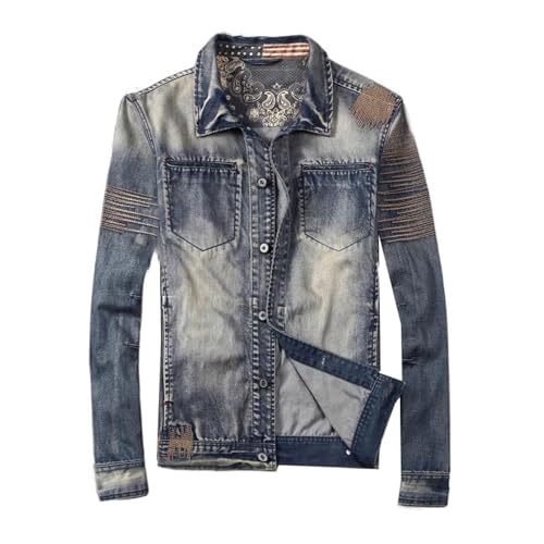 Veste en jean brodée pour homme qui cherche un manteau stylé et léger