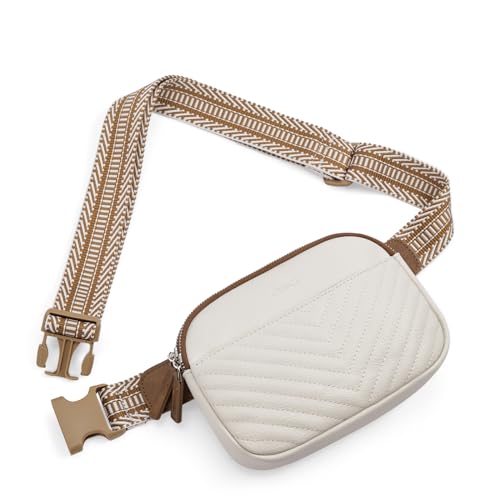 CLUCI Bolsa de cinto feminina, mini bolsa tiracolo para todos os lugares, alça ajustável, pochete feminina de couro vegano, A-1 Bege, One Size