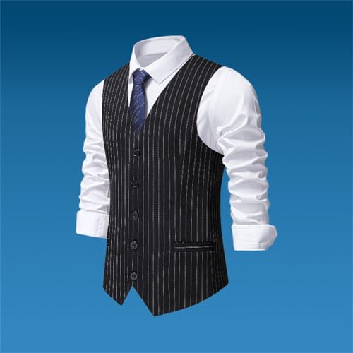 Men's Formal Suit Vest Mens Pinstripe Business Suit Vest Men's 5 Button Formal Vest Under Suit Single Breasted Vest2
