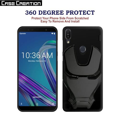 Image of Official 3D Touch Feel Trending Real Hero Avenger Logo Mask Soft Rugged Grip Iron Man Super Power Cartoon Movie Silicone Matte Strong Back Cover for Asus Zenfone Max Pro M1 2018 -Black