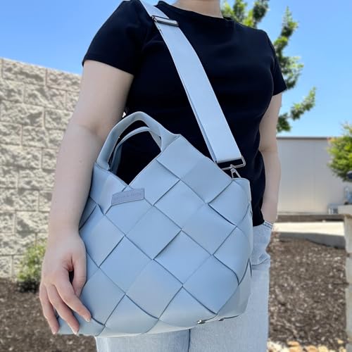 Parker & Hyde Woven Tote Bag for Women - Crossbody Shoulder Handbag with Matching Pouch4
