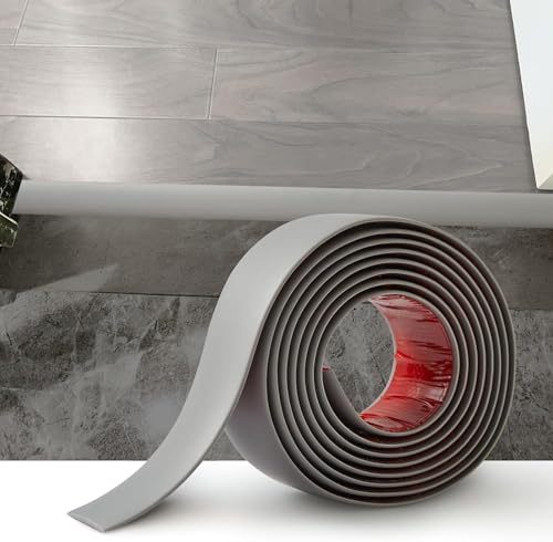 3 Meters PVC Floor Transition Strip Laminate Floor Cover Strips Self Adhesive PVC Floor Door Divider Strip Flat Laminate Profile Flooring Edge Trim Joining Strip Door Bar(7.6cm,Grey)