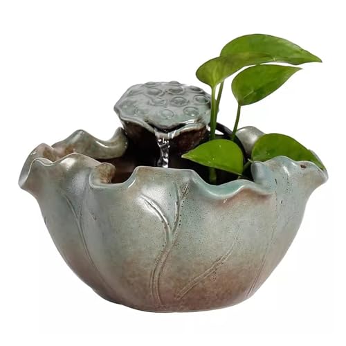 UQACHG Fontane da Tavolo in Stile Ceramica Semplice Piccola Fontana Decorativa con Acqua Corrente Ufficio Soggiorno Decorazione da Tavolo Fontana da Tavolo per Inter,