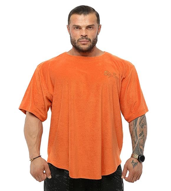 BIG SAM SPORTSWEAR COMPANY Men's Oversize Towel T-Shirt, Bodybuilding, Lifting Cardio Ragtop Embroidered Active T-Shirt