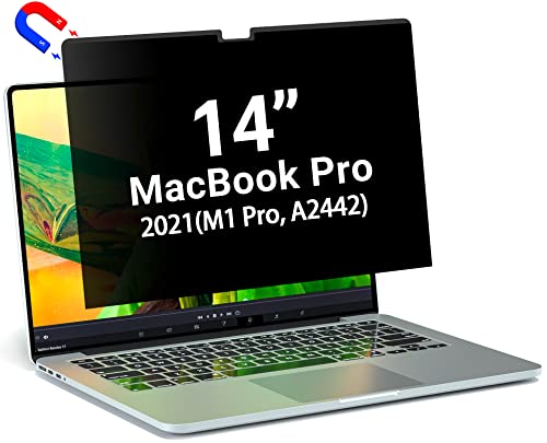 Image of PYS Privacy Screen for Macbook Pro 14 Inch (2021-2025, M1, M2, M3,M4,M5), Magnetic Privacy Screen Protector for Mac 14.2 inch (A2779 /A2442) Anti Fingerprint, Anti Blue Light, Removable, Easy Installation