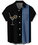 Mens Cocktail Chest Pocket Short Sleeve Bowling Shirt Casual Summer Beach Tops