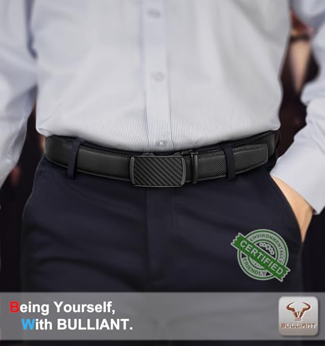 BULLIANT Men's Belt,Slide Ratchet Belt Adjsutable For Men Suit Casual Jeans Gift Boxed,Trim To Fit(Black,44"-52" Waist Adjustable) - Thumbnail 3