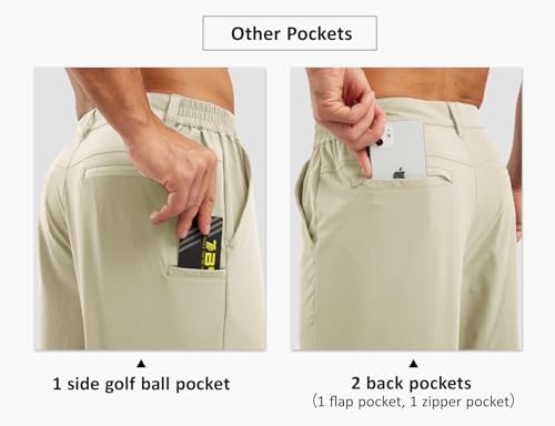 Image of TBMPOY Men's Golf Shorts Lightweight 5 Pockets Casual Dress Stretch Elastic Waist Quick Dry Flat Front Travel Shorts