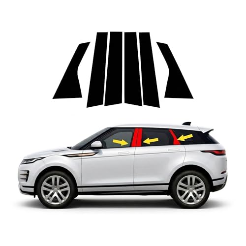 INLLWNU Car Door Window Pillar Trim for Range Rover Evoque L551 2019-2023 6 PCS Glossy Black PC Mirror Effect B Pillar Posts Cover Anti-Scratch Exterior Accessories Decoration Kit