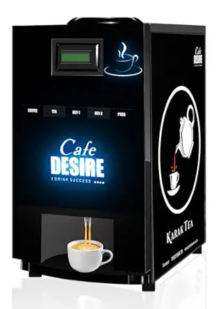 Cafe DESIRE I DRINK SUCCESS LED Coffee Machine 4 Lane | Four Beverage Options | Fully Automatic Tea & Coffee Vending Machine | For Offices, Shops and Smart Homes | Make 4 Varieties of Coffee Tea