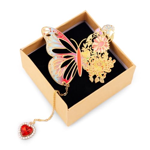 Marcadores de Mariposas para Mujeres, Personalizados Marcapáginas de Metal Mariposas Flores Marcapáginas para Mujeres Amigas y Maestras Regalo de Cumpleaños