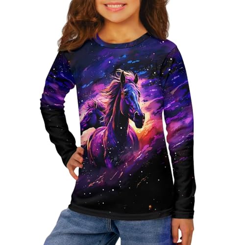 Girls Long Sleeve Shirts Soft Crewneck Long-Sleeve T-Shirts Cute Basic Tees for Girl's Aged 3-16 Years3