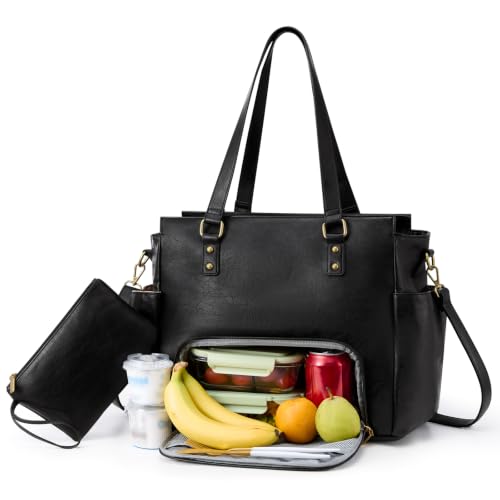 Image of LOVEVOOK Laptop Tote Bag for Women, Vintage Work Teacher Bag with Clutch