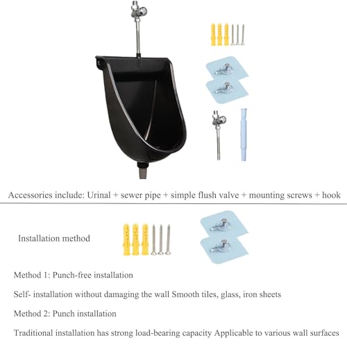 Orinales grandes y simples para hombres, orinal mural sin agua con manguera, inodoro temporal para exteriores, orinal portátil para garaje, baño masculino, automóvil o viaje miniatura 3