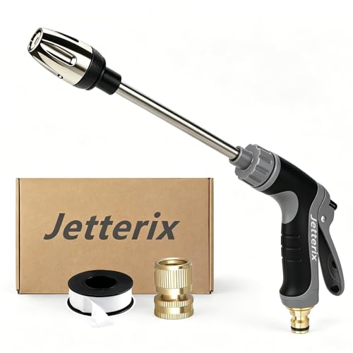 Jetterix Pressure Nozzle Washer 360 Rotating Nozzle 3 Spray Modes Tool-Free Installation of Durable and Rust-Resistant Brass Connectors Car Patio Furniture Cleaning