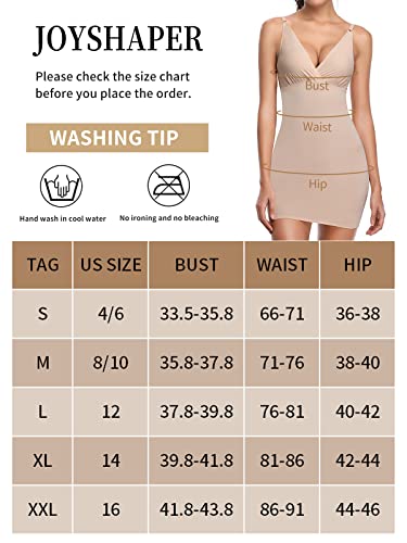Joyshaper Women's Full Slip Adjustable Spaghetti Strap Camisole Dress Slip Casual V Nightgown Black #TOP5