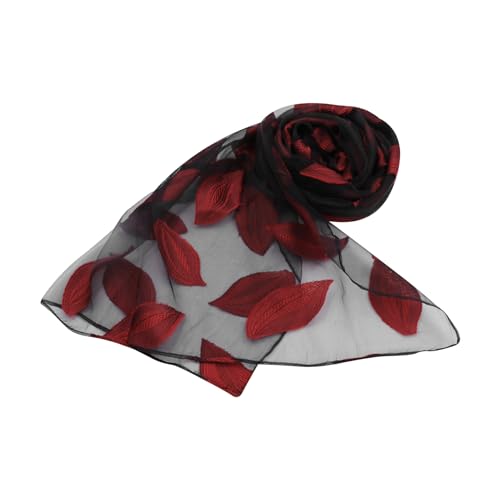 ANKOMINA Women Girls Soft Lightweight Leaves Mesh Sheer Silk Scarf Fashion Lace Beach Wrap and Shawls Towel Scarves3