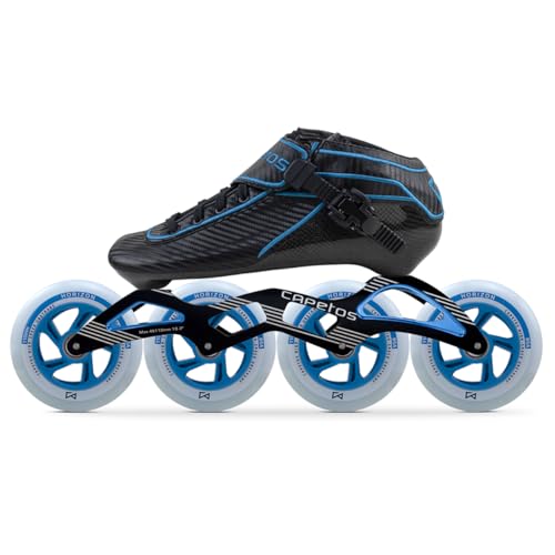 Capetos X1 Professional Carbon Fiber Speed Skating Boots (Black Blue, 4.5)