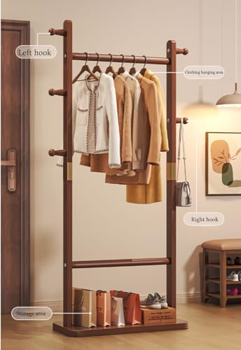 Porte-Manteau en Bois Robuste de Qualité Supérieure avec Base Rectangulaire